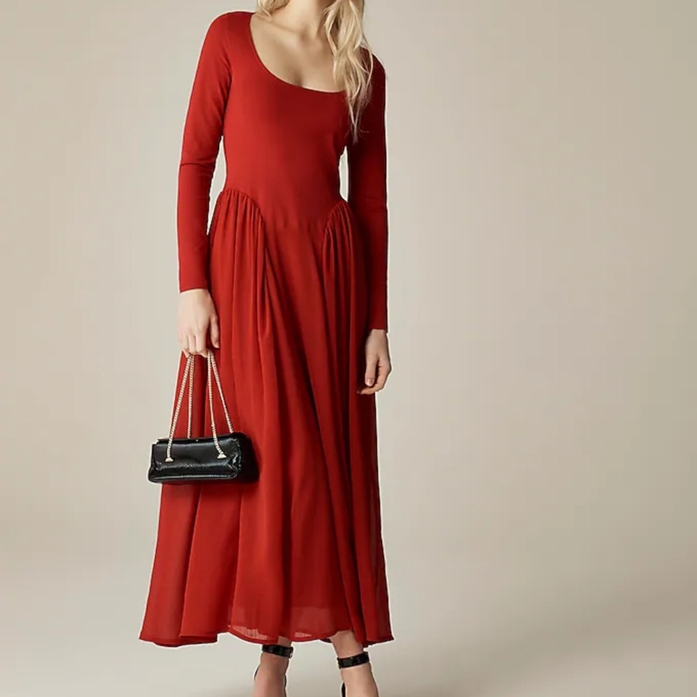 Elegant Red Long Sleeve Dress